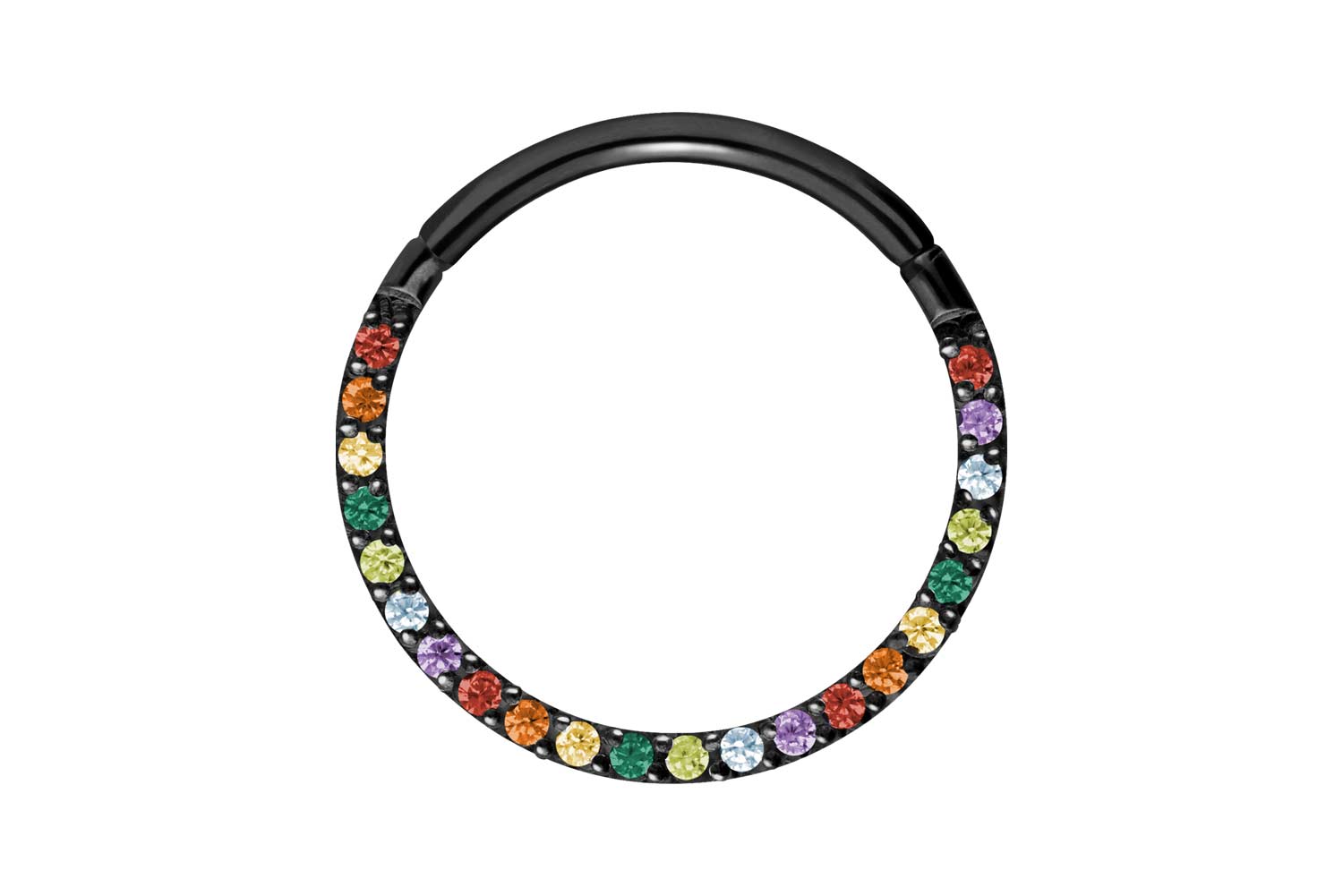 Titan Segmentring Clicker Piercing EINGEFASSTE BUNTE KRISTALLE